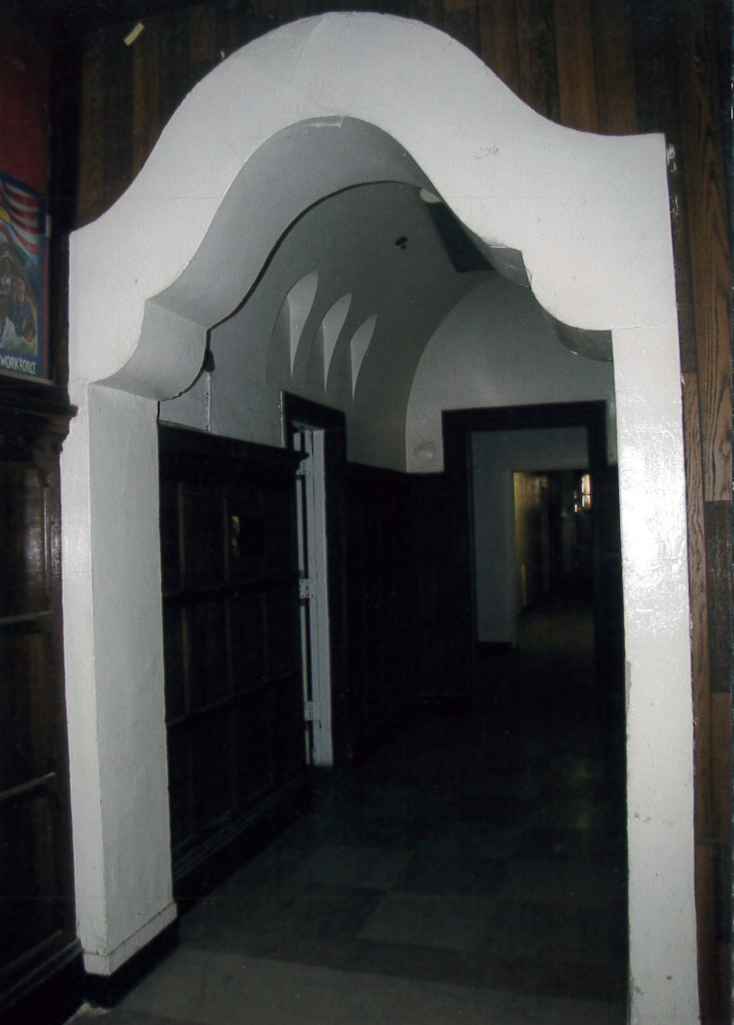 Elevator vestibule, back of house entrance